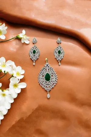 American Diamond Semi-Precious Pendant Set (Design 16)