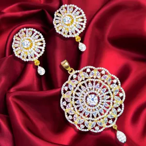 American Diamond Semi-Precious Pendant Set (Design 20)