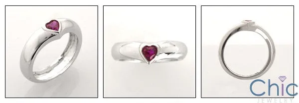 Anniversary Ruby Heart Plain Cubic Zirconia Cz Ring