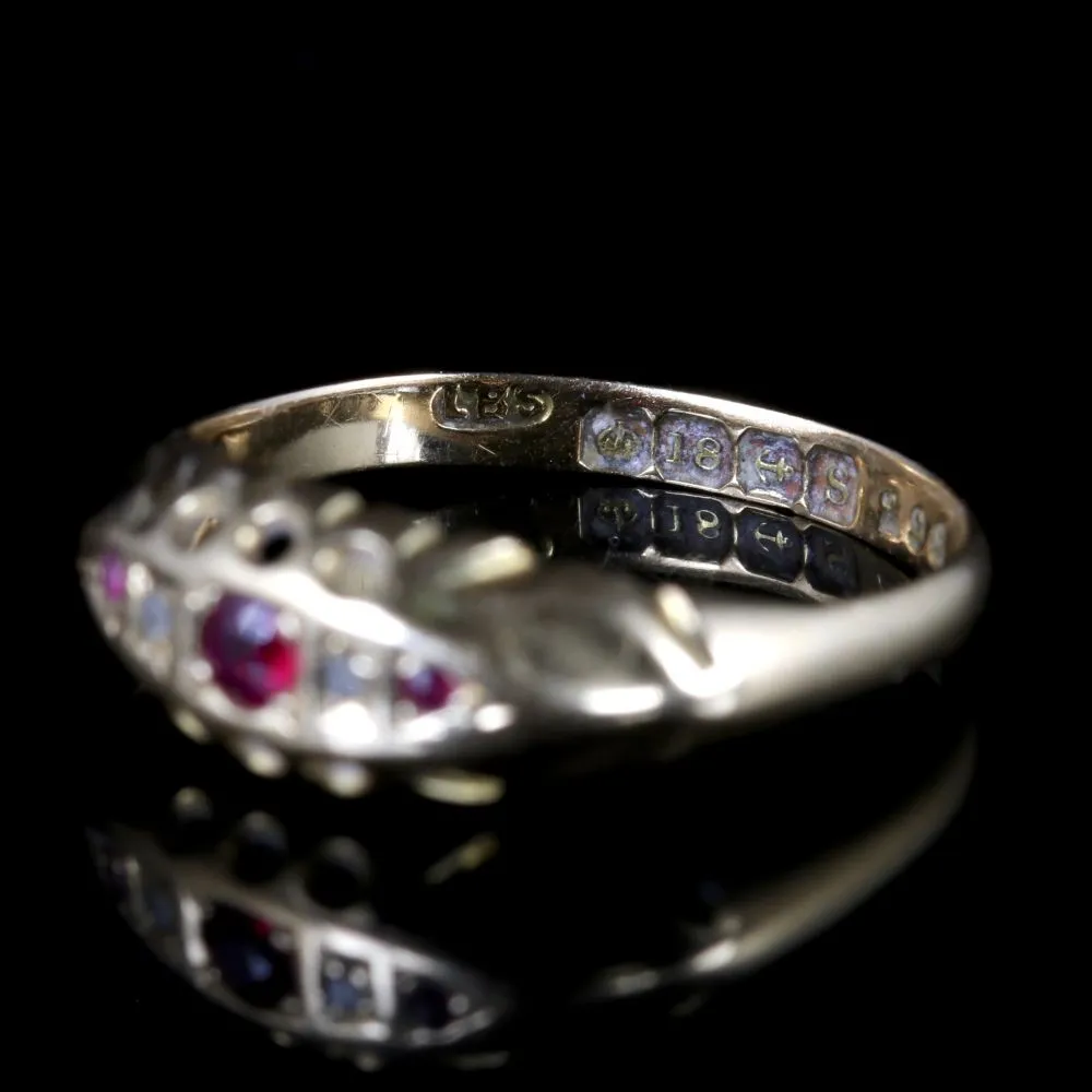 Antique Victorian Ruby Diamond Ring Dated 1892