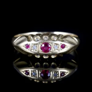Antique Victorian Ruby Diamond Ring Dated 1892