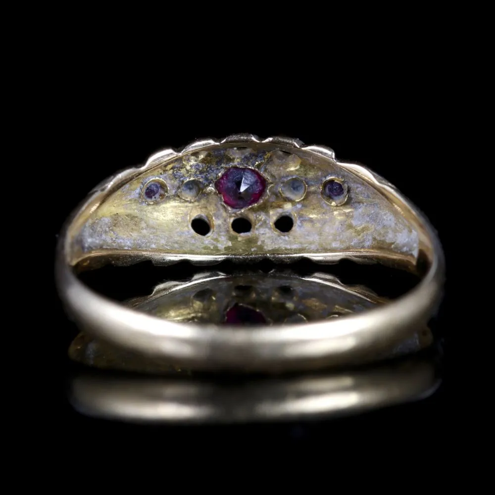 Antique Victorian Ruby Diamond Ring Dated 1892