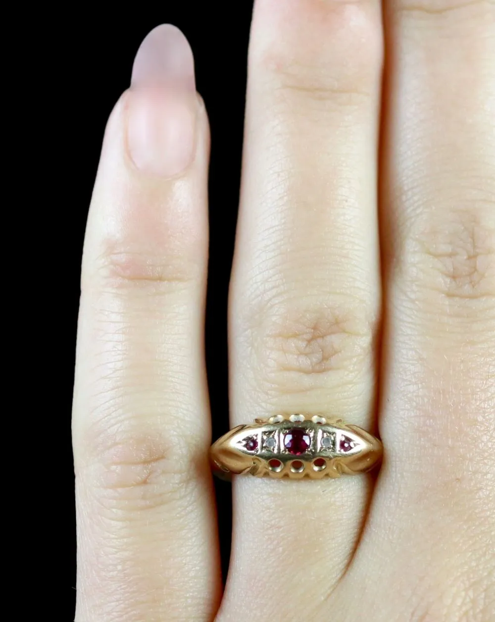 Antique Victorian Ruby Diamond Ring Dated 1892