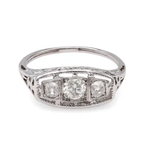 Art Deco Three-Stone Diamond Ring