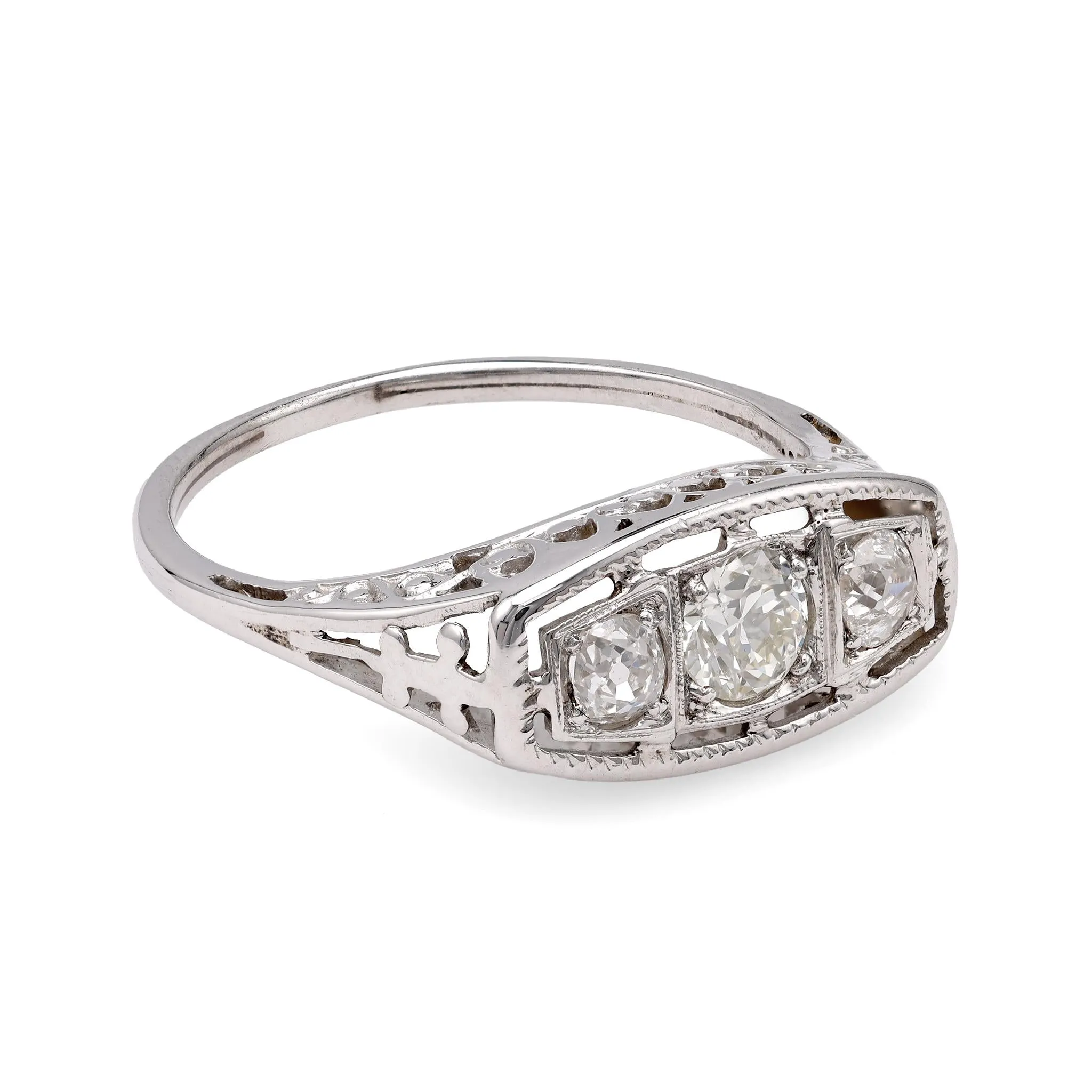 Art Deco Three-Stone Diamond Ring