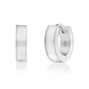 ARZ STEEL DIAMOND CUT EDGES HUGGIES EARRINGS - SILVER, GOLD, BLACK