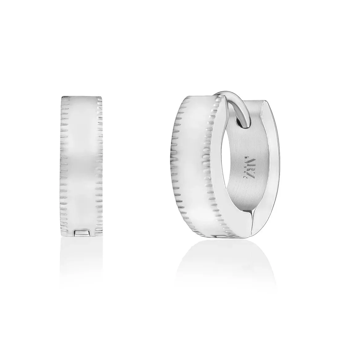 ARZ STEEL DIAMOND CUT EDGES HUGGIES EARRINGS - SILVER, GOLD, BLACK