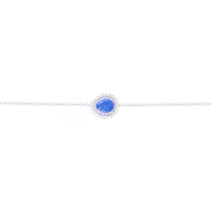 Asfour Chain Bracelet made of 925 sterling silver, with a pear Pendant, inlaid with a Blue zircon Stone
