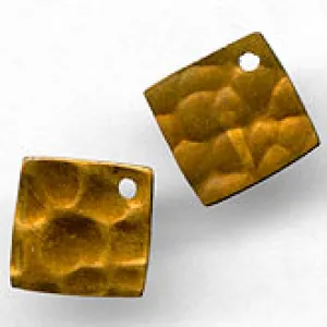 b9-0774-Hammered brass square diamond pendant. 10mm Pkg. of 10