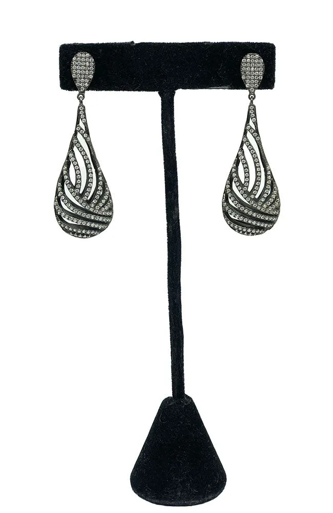 Black Pave Teardrop Earring