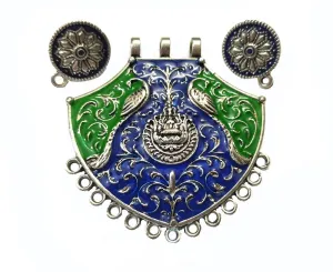 Blue Green Peacock Pendant Set