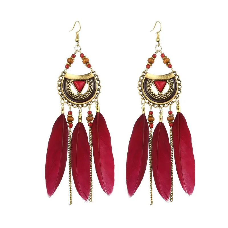 Bohemian Style Feather Earings 32 Choices