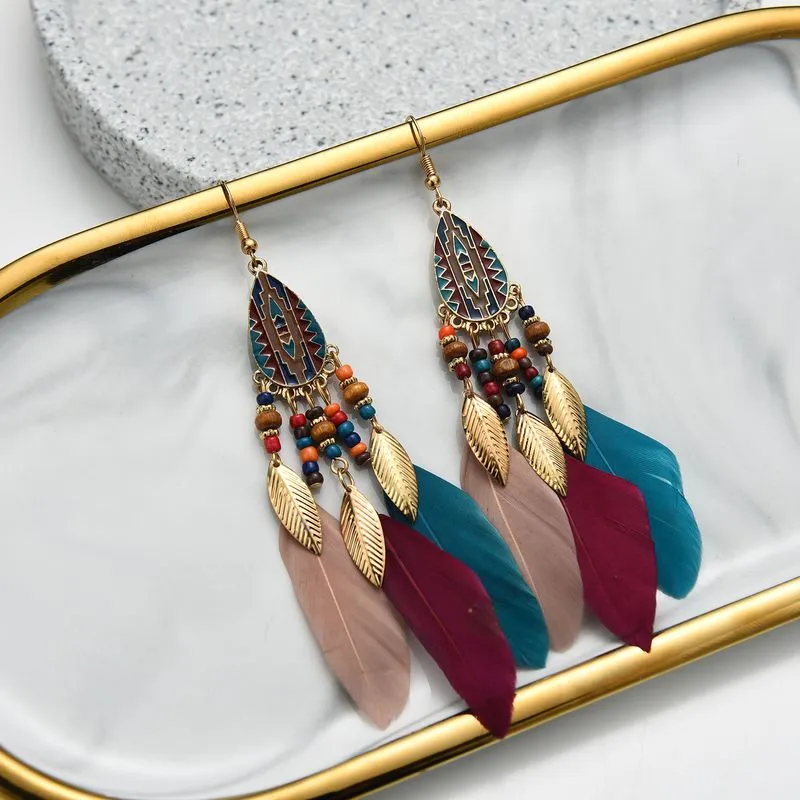 Bohemian Style Feather Earings 32 Choices