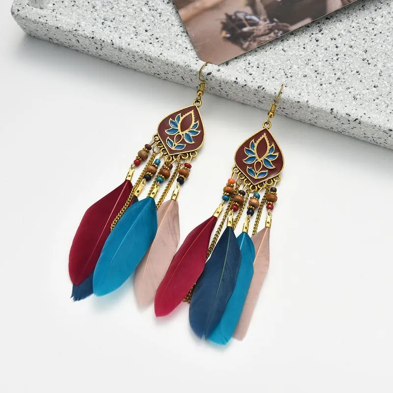 Bohemian Style Feather Earings 32 Choices