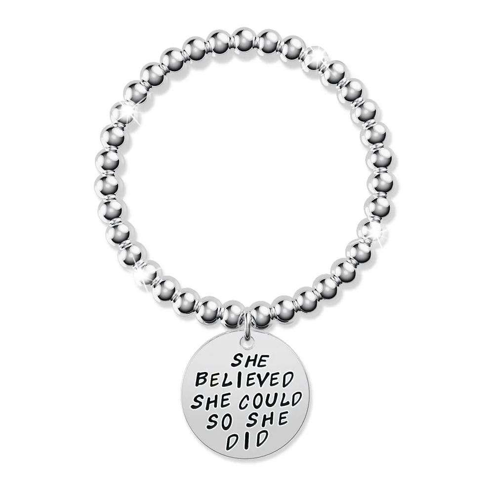 Boxed Silver Chic Earrings & Bracelet Set in White Gold