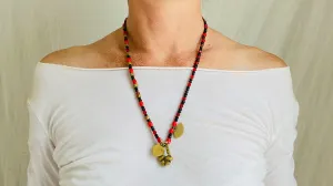 Brass Beaded Shiva Shakti Necklace. Odisha India.