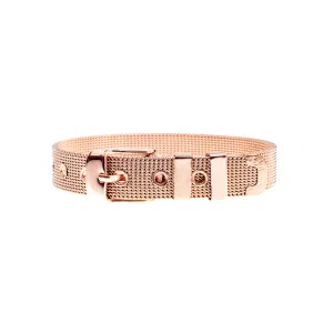 Buckle Up Rose Gold Mesh Charm Bracelet