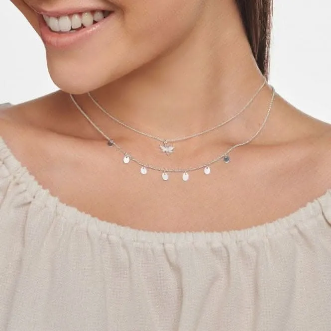 Charming Silver Disc Necklace KE2107-001-21-L45V