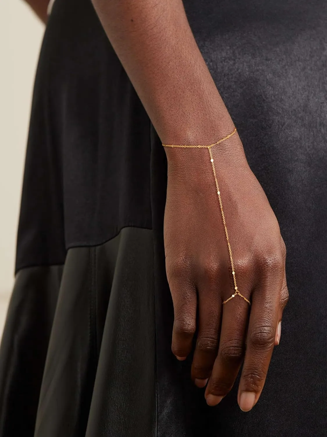 CHESKY Gold Hand Chain Bracelet for Women Trendy, Dainty 14k Gold Plated Ring Bracelets Hand Chain Hypoallergenic Finger Nail Bracelet Simple Gold Hand Jewelry for Women