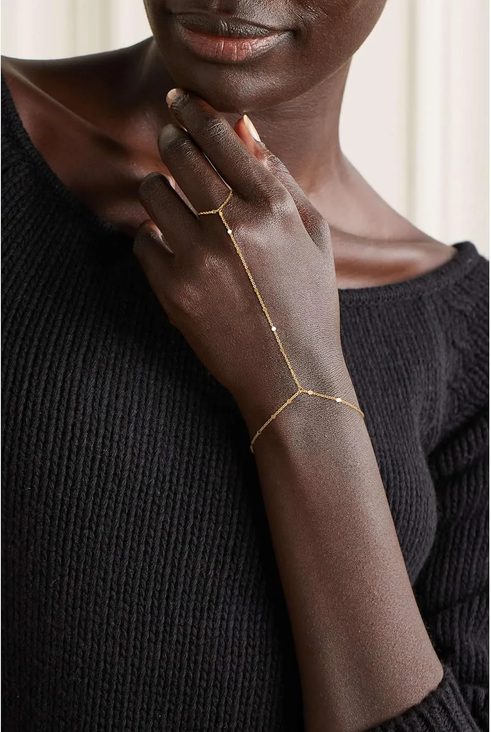 CHESKY Gold Hand Chain Bracelet for Women Trendy, Dainty 14k Gold Plated Ring Bracelets Hand Chain Hypoallergenic Finger Nail Bracelet Simple Gold Hand Jewelry for Women