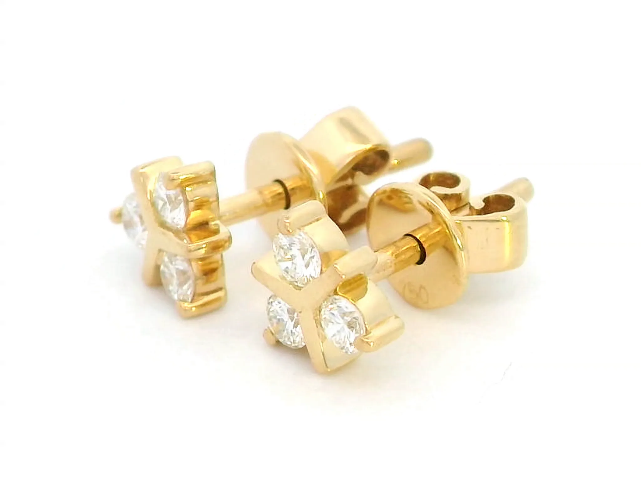 Chic 18K Gold Triangle Diamond Stud Earrings (0.20ct)