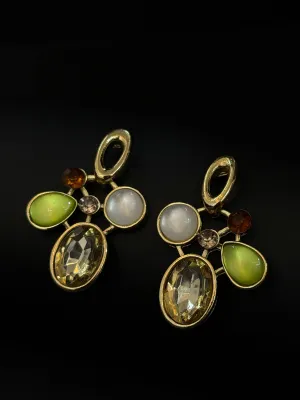 Chic Gold-Toned Multi-Stone Drop Earring
