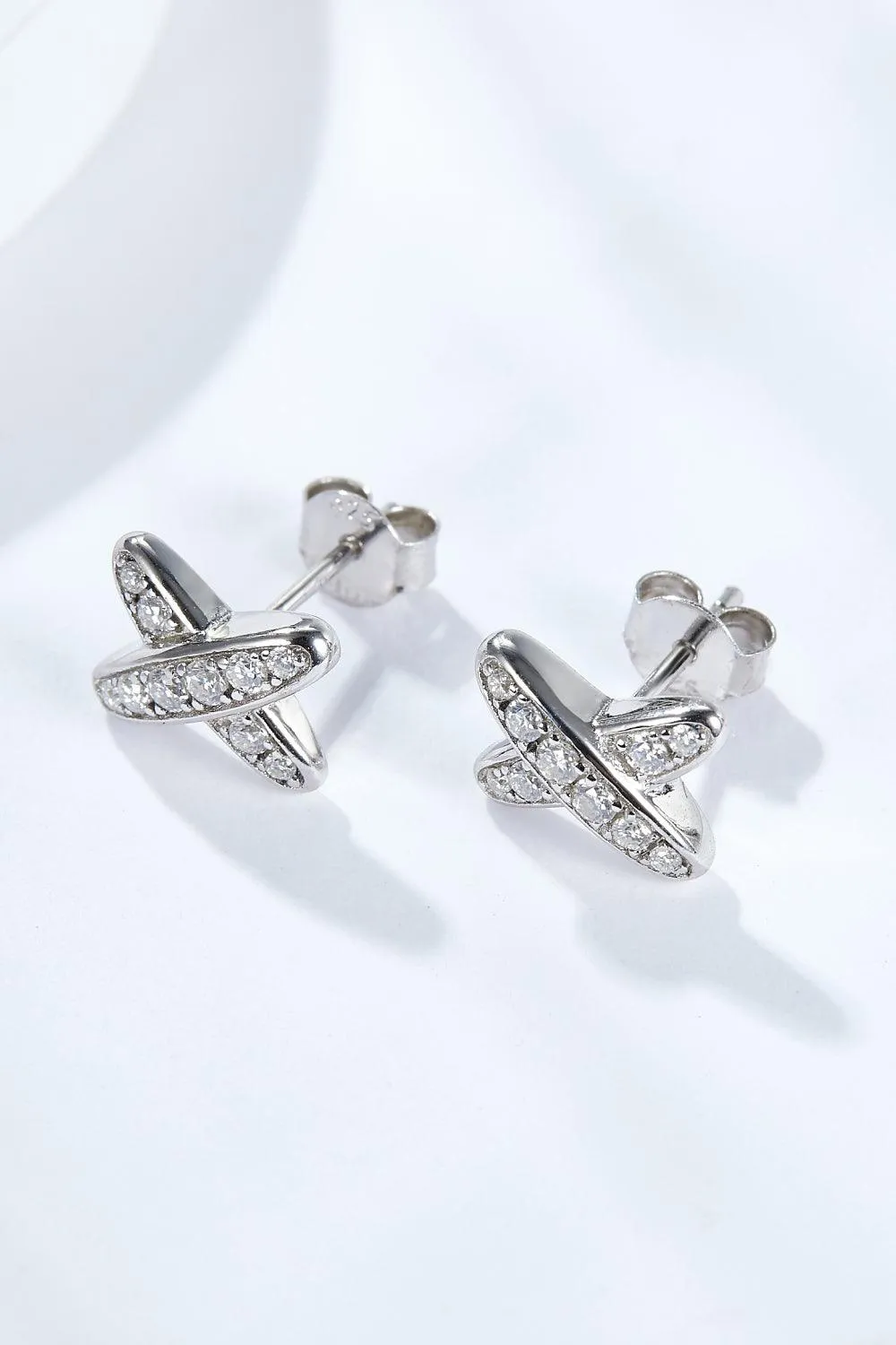 Chic X-Shape Moissanite Earrings: Sterling Silver Luxury