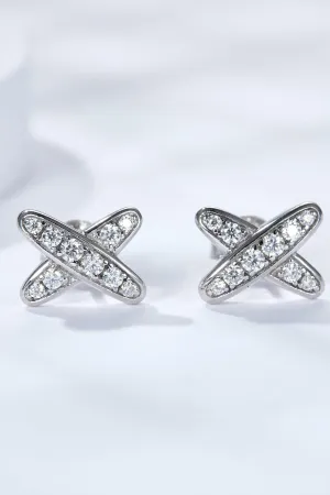 Chic X-Shape Moissanite Earrings: Sterling Silver Luxury