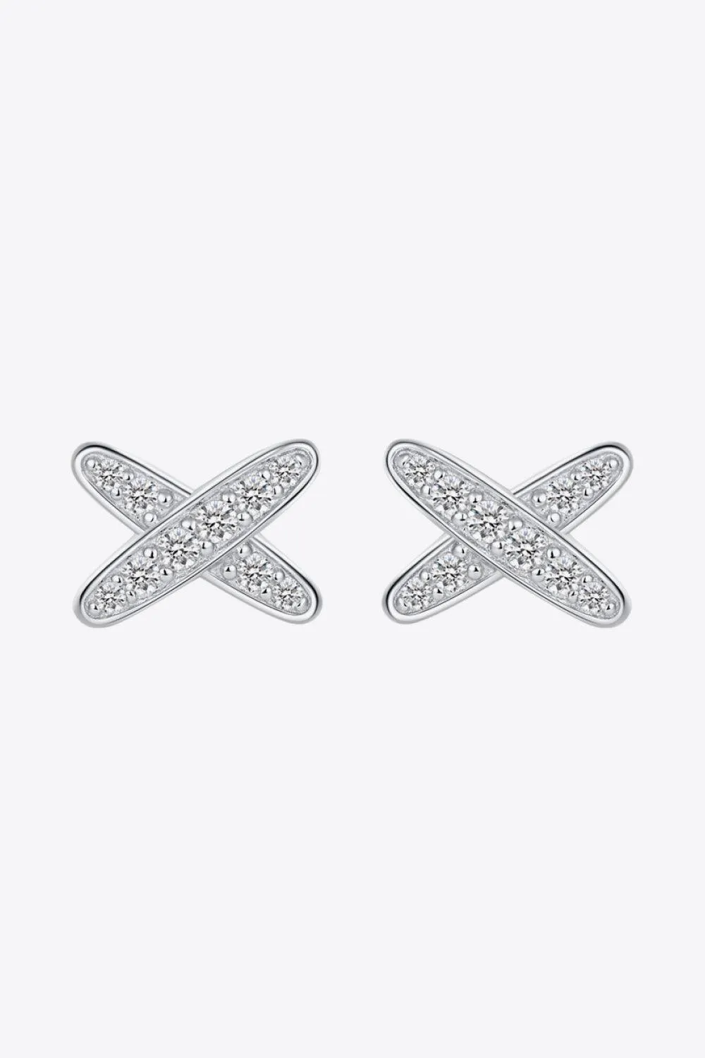 Chic X-Shape Moissanite Earrings: Sterling Silver Luxury