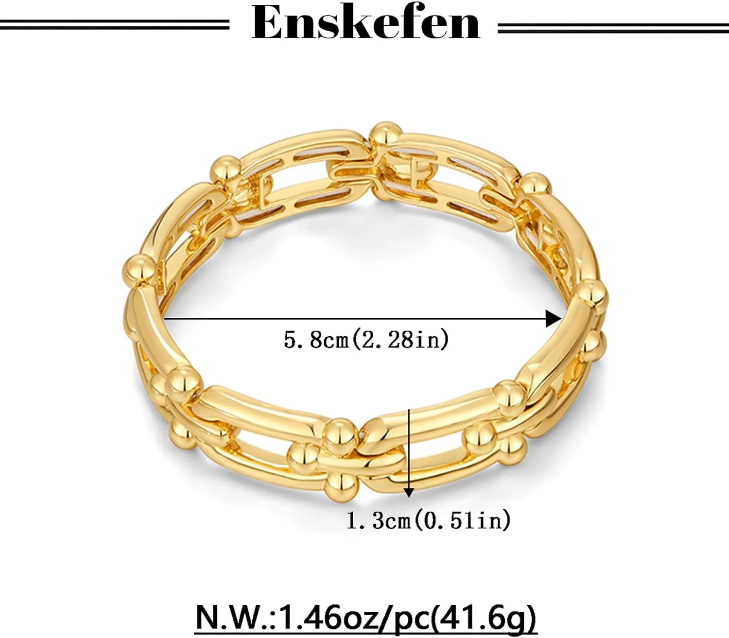 Chunky Stretch Bangles Bracelets for Women Trendy Wide Elastic Gold Bracelet Flexible Link Chain Bracelets