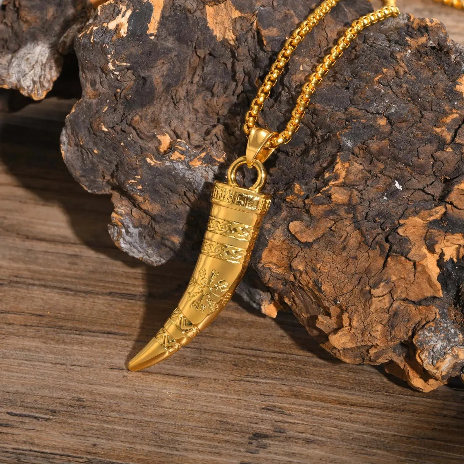 Cool Punk Viking Horn Necklaces for Men