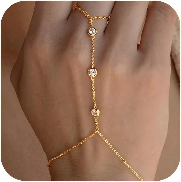 DEARMAY Gold Bracelets for Women Waterproof, 14K Real Gold Jewelry Sets Trendy Thin Dainty Stackable Cuban Link Paperclip Chain Bracelet Pack Fashion Accessories Gifts for Womens