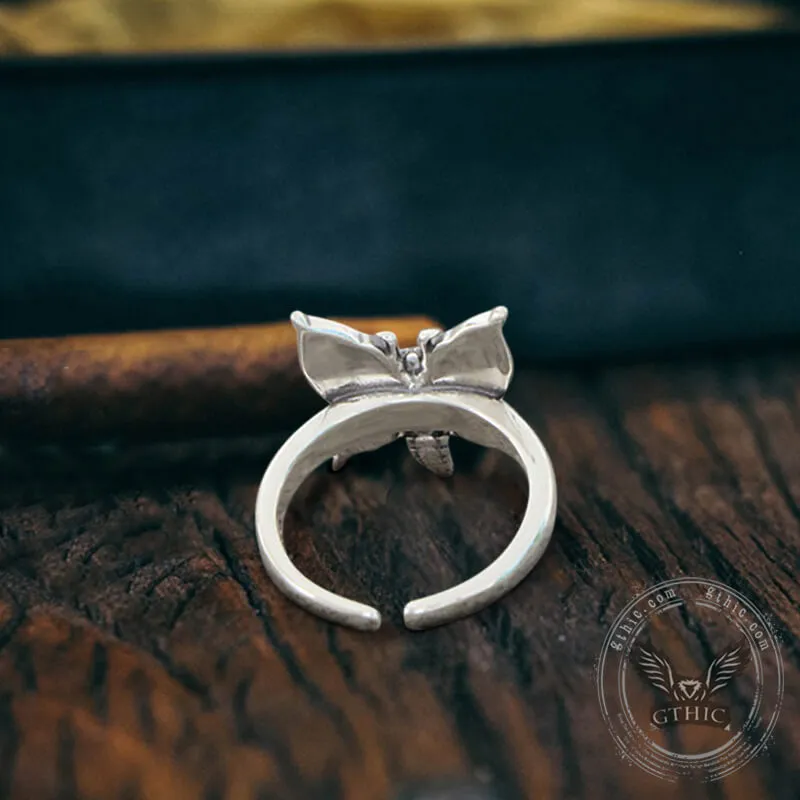 Death Moth Sterling Silver Open Skull Ring