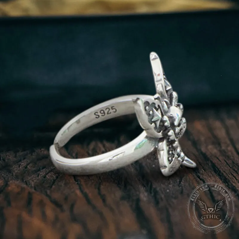 Death Moth Sterling Silver Open Skull Ring
