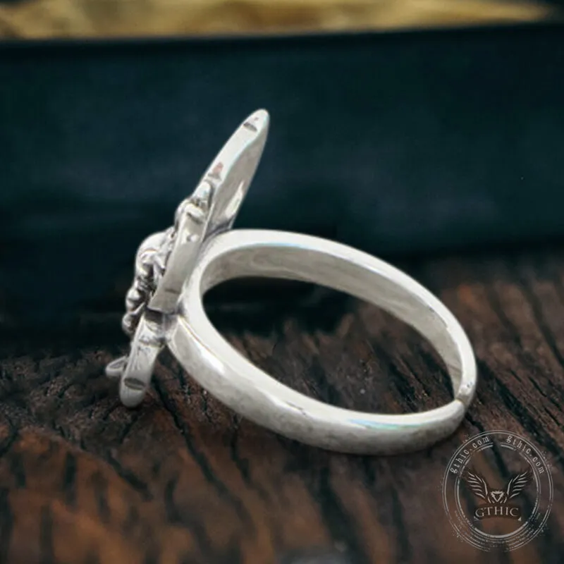Death Moth Sterling Silver Open Skull Ring