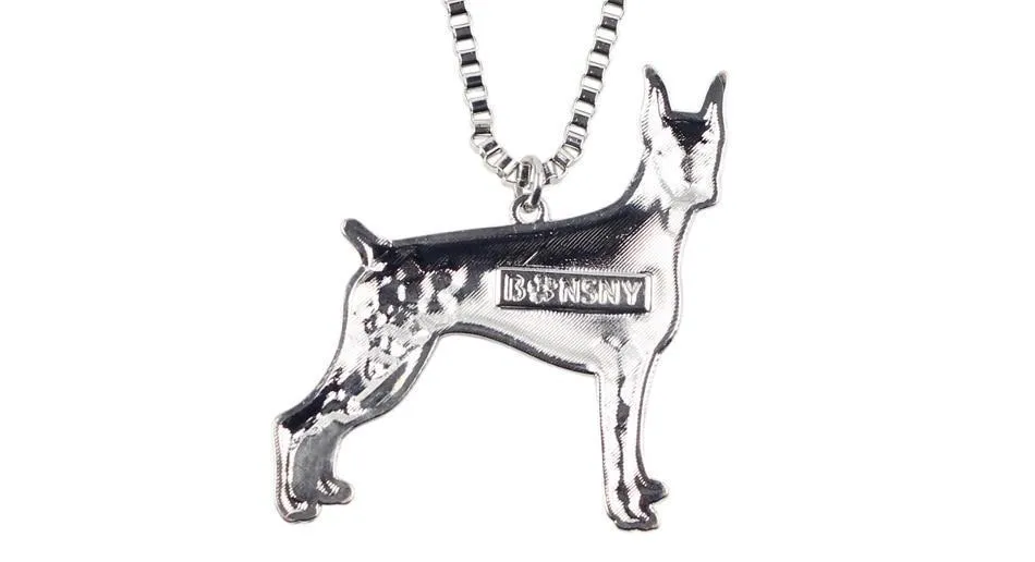 Doberman Enamel Pendant Chain
