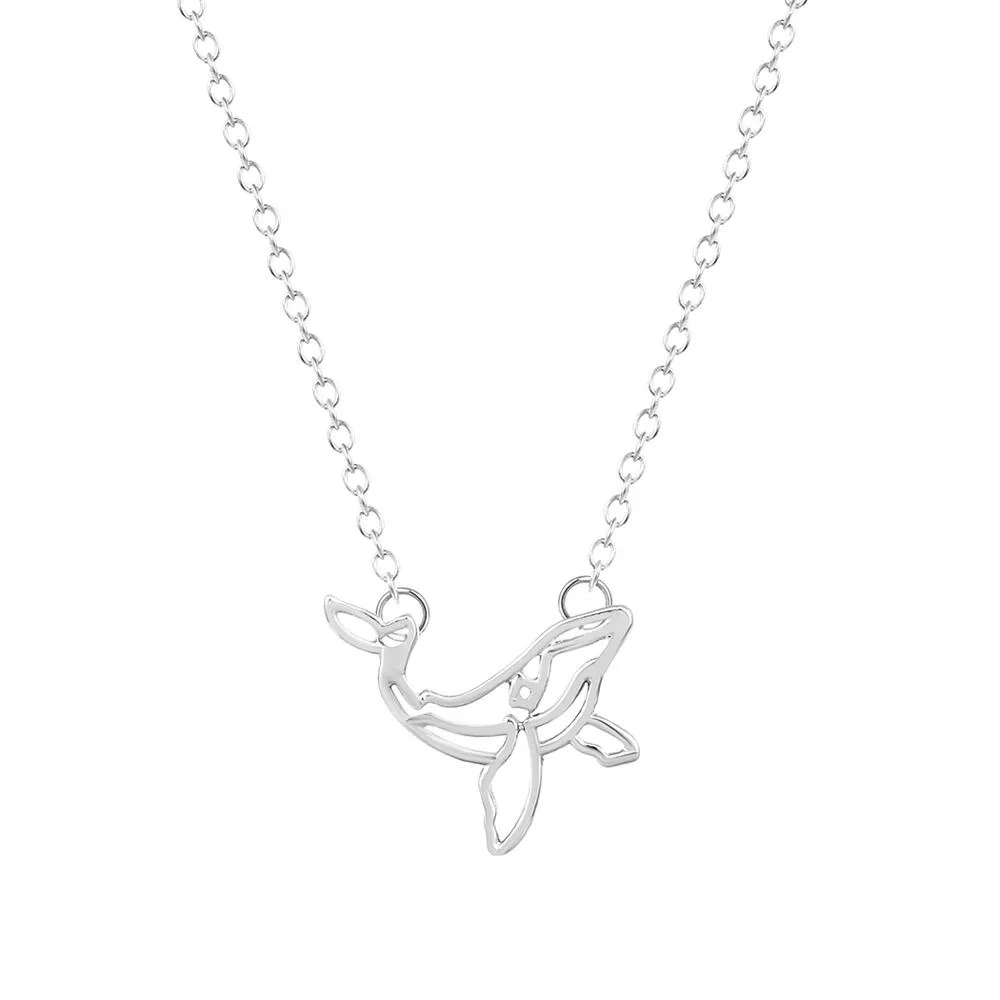 Dolphin Cute Whale Cut Out Shaped Pendant Necklace
