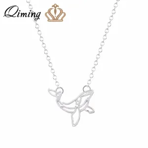 Dolphin Cute Whale Cut Out Shaped Pendant Necklace