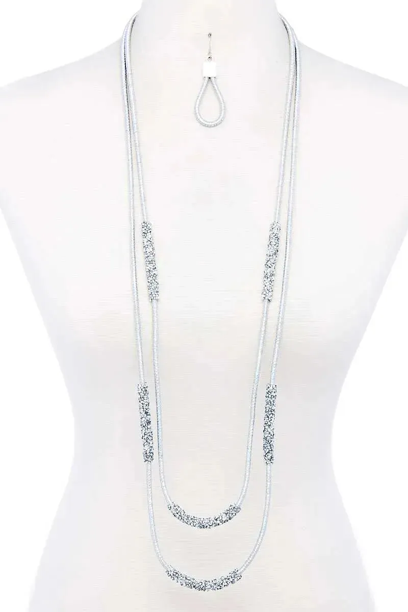 Double Layer Chic Long Necklace And Earring Set