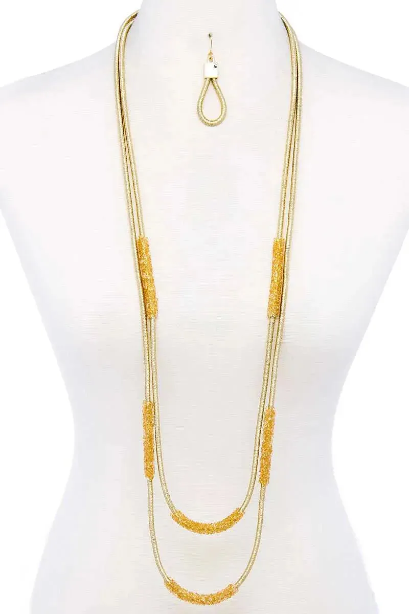 Double Layer Chic Long Necklace And Earring Set