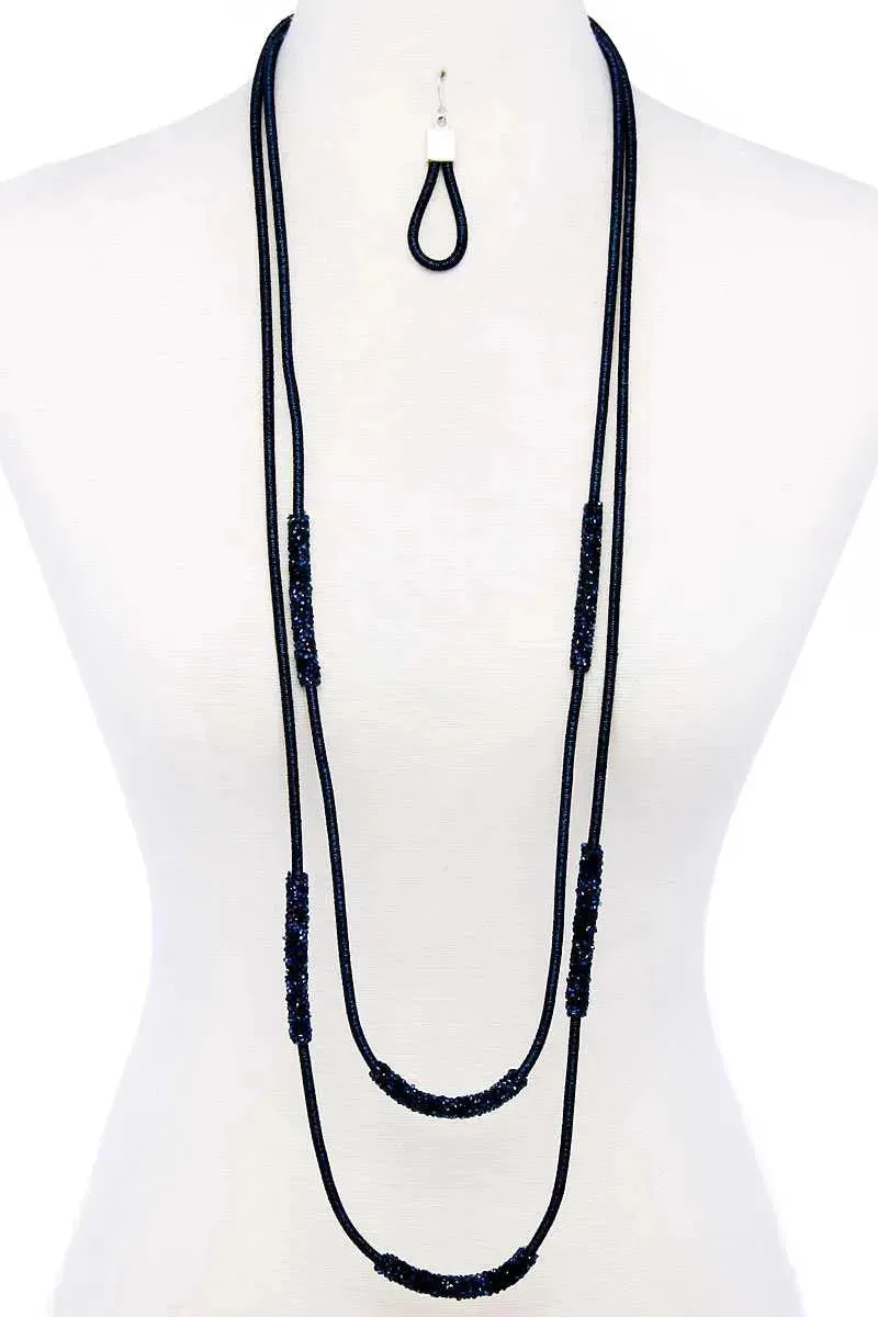Double Layer Chic Long Necklace And Earring Set