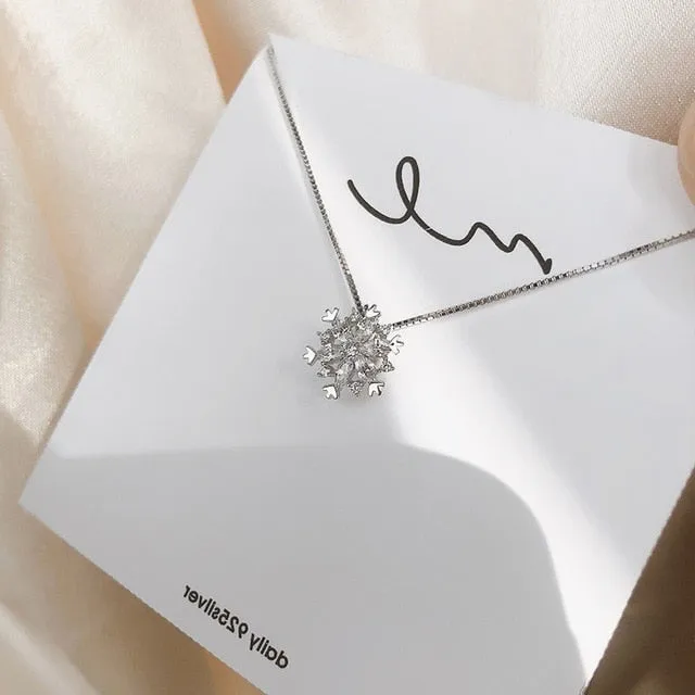 Elegant 925 Sterling Silver Luxury Zircon Necklace Box Chain Pendant Design Fine Jewelry Necklace For Women Wedding Gift NK035