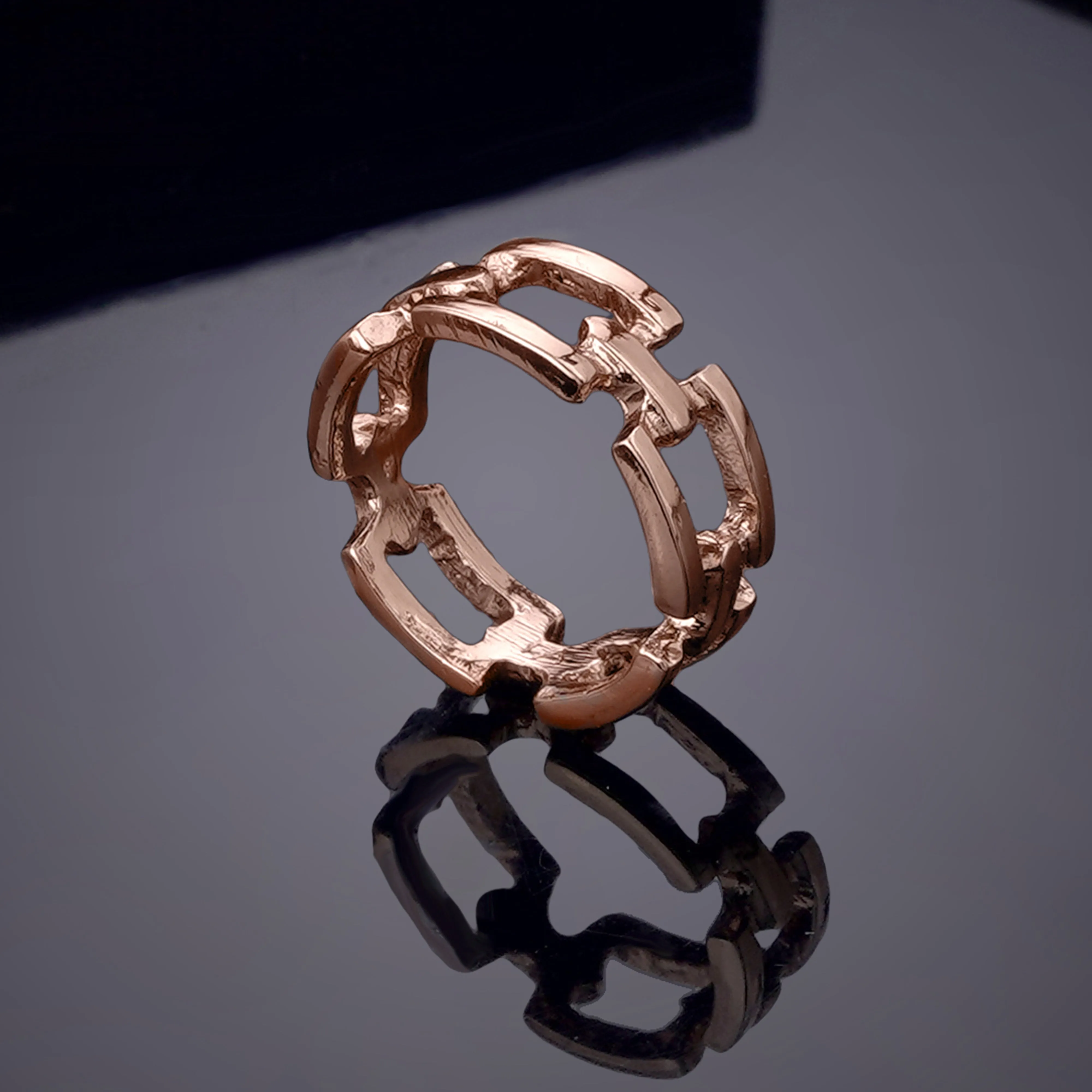 Estele Rose Gold Plated Striking Finger Ring for Women