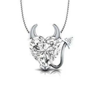 EternalDia Simulated Diamond Devil Heart Pendant Necklace with 18 Inch Chain