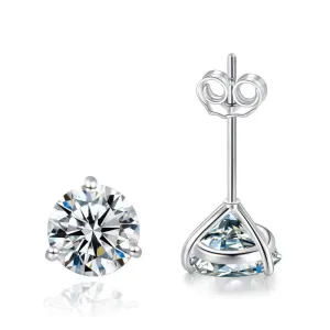 Exquisite Moissanite Stud Earrings For Women Girls S925 Sterling Silver 0.5-1ct Sparkling Jewelry