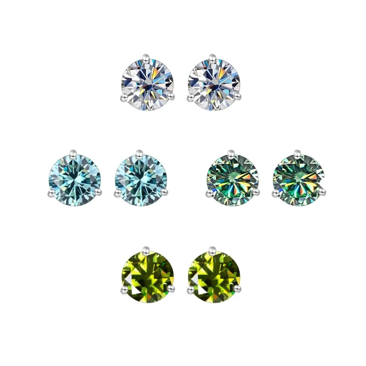 Exquisite Moissanite Stud Earrings For Women Girls S925 Sterling Silver 0.5-1ct Sparkling Jewelry