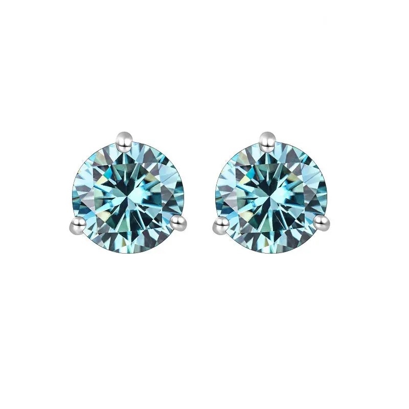Exquisite Moissanite Stud Earrings For Women Girls S925 Sterling Silver 0.5-1ct Sparkling Jewelry