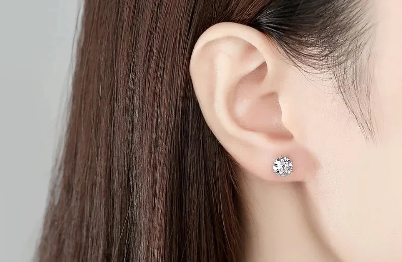 Exquisite Moissanite Stud Earrings For Women Girls S925 Sterling Silver 0.5-1ct Sparkling Jewelry