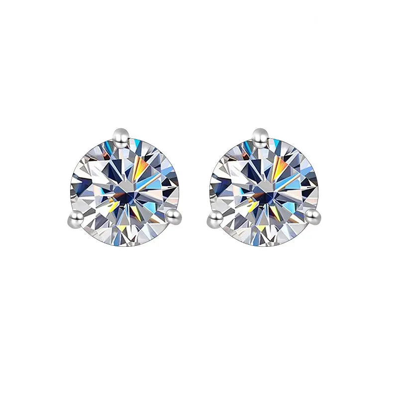 Exquisite Moissanite Stud Earrings For Women Girls S925 Sterling Silver 0.5-1ct Sparkling Jewelry