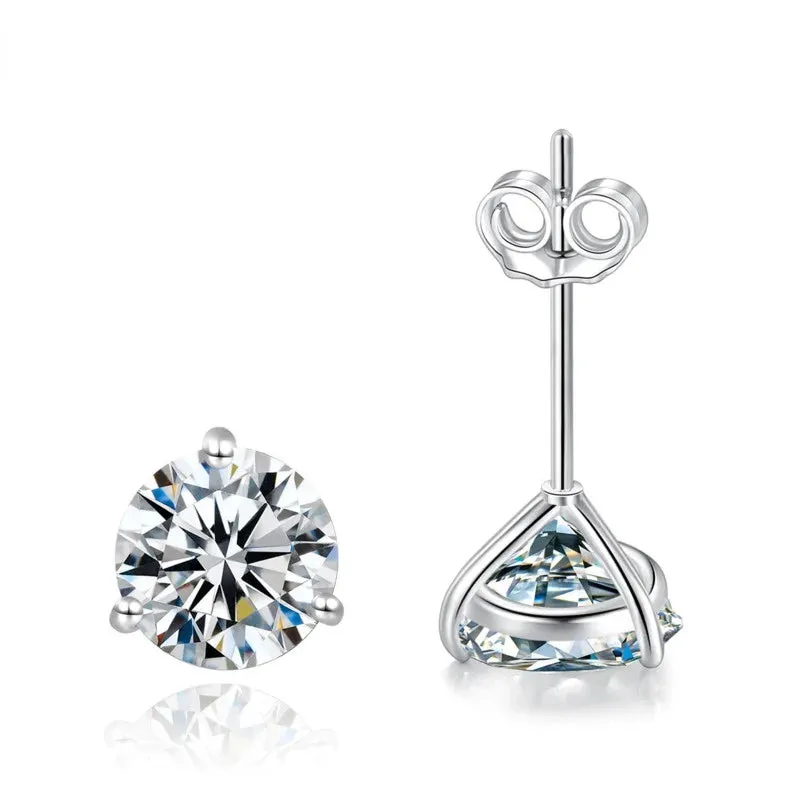 Exquisite Moissanite Stud Earrings For Women Girls S925 Sterling Silver 0.5-1ct Sparkling Jewelry
